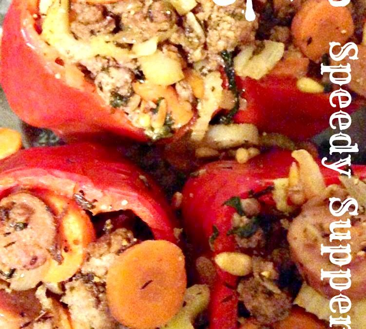 Paleo Spicy Speedy Stuffed Red Peppers