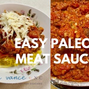 paleo meat sauce over spaghetti squash in a bowl